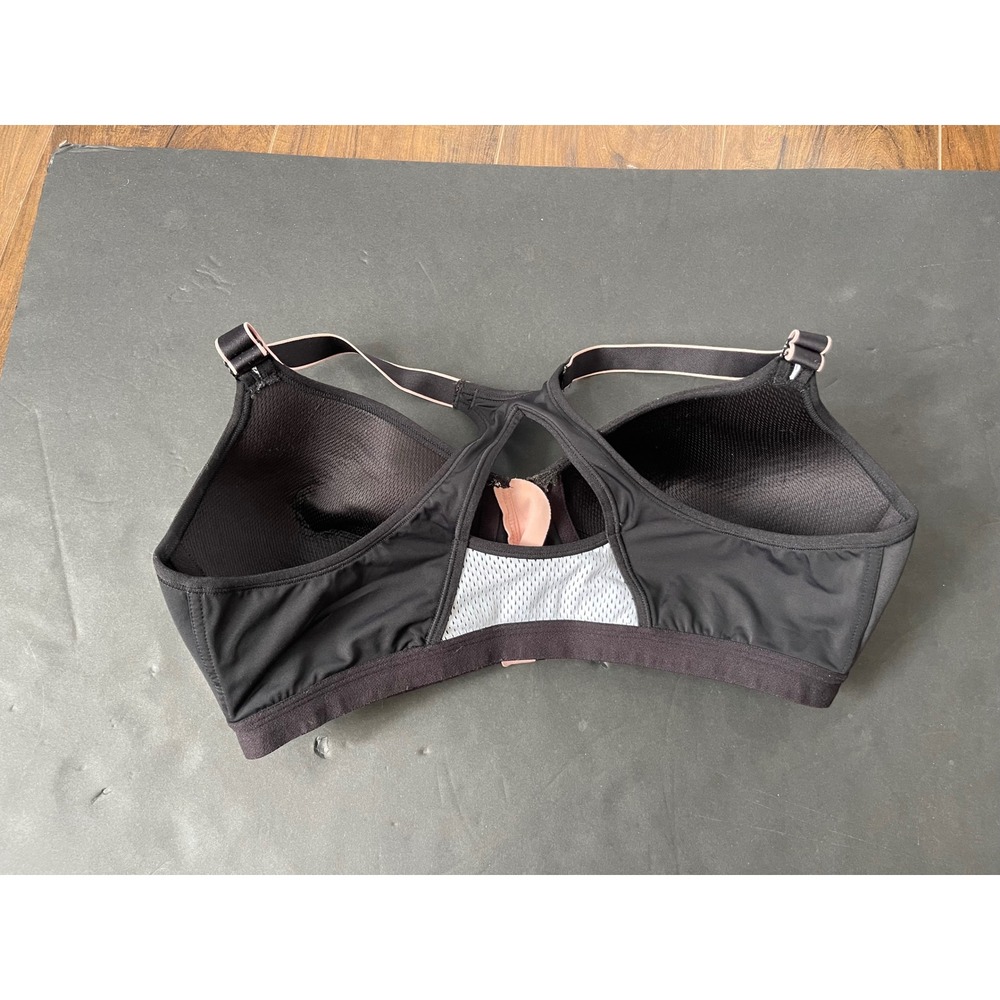 Maidenform Sport Front Zip Racerback High Impact Sports Bra Black 38C DM7993 - Picture 2 of 3